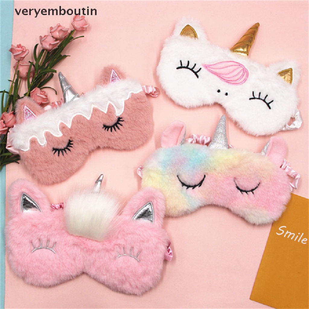 Miếng Bịt Mắt Ngủ Hình Kỳ Lân 3D Bằng Lông Nhung Dễ Thương Xinh Xắn