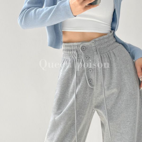 Quần Thể Thao / Tập Yoga Vải Cotton Thoáng Khí Lưng Cao Phối Dây Rút Thời Trang Mùa Thu Cho Nữ