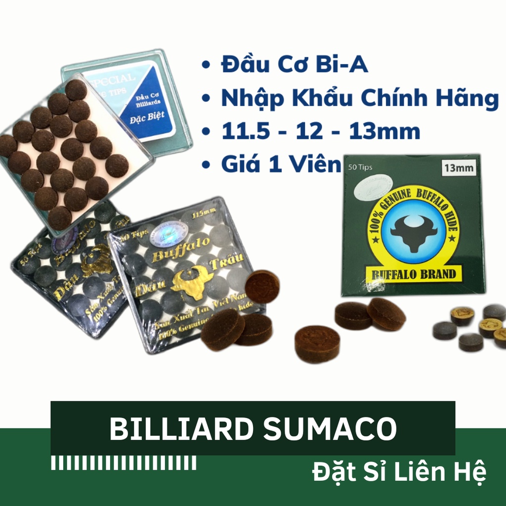 Đầu Cơ - Đầu Tẩy Bida Đặc Biệt, Đầu Trâu Vàng Bida Bi-A 11.5-12-13mm SPECIAL Chính Hãng CLB