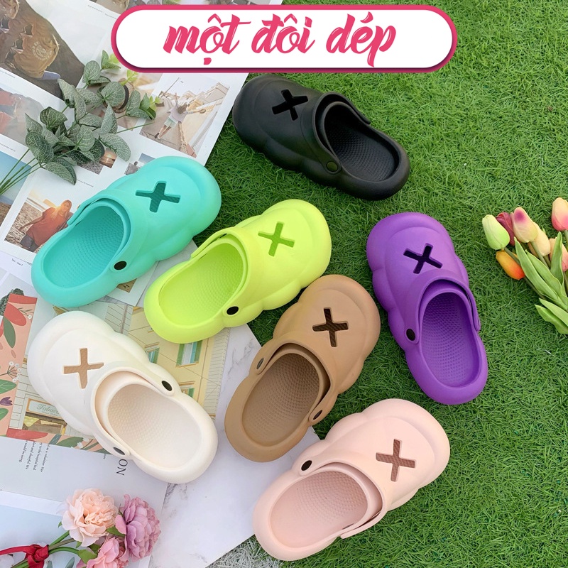 Dép Crocs Đế Bánh Mì Đi Trong Nhà Năng động Cá tính Phong cách ulzzang Hàn Quốc
