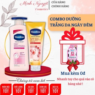Bộ đôi sữa dưỡng thể ngày và đêm Vaseline Healthy White 725ml & Vaseline 50x Thái Lan 300ml