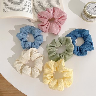 (0781) Cột Tóc Buộc Tóc Scrunchies Thun Nhăn Pastel