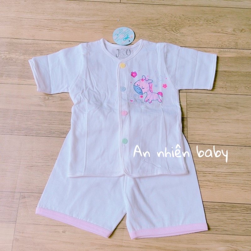 Bộ tay ngắn cotton cài nút giữa cho bé 3-9kg