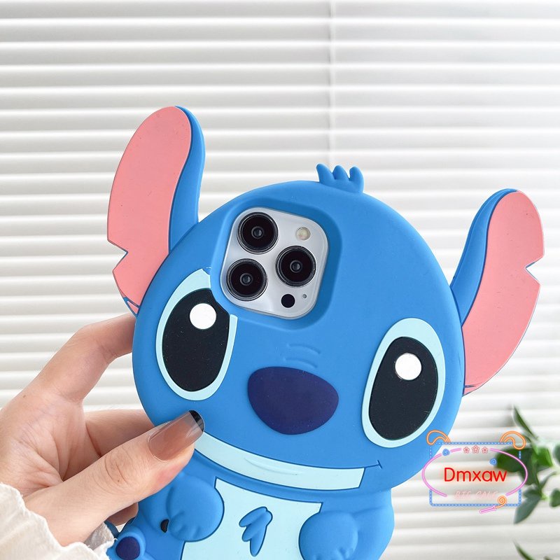 Ốp Điện Thoại Silicon Mềm Hình Stitch Xanh Dương Cho iPhone 14 Pro Max 13 Pro Max 12 Pro Max 11 Pro Max