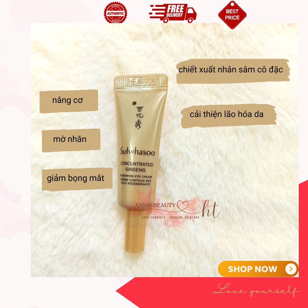 Kem mắt nhân sâm Sulwhasoo cải thiện nếp nhăn, tăng đàn hồi gấp 3 lần cho da CONCENTRATED GINSENG RENEWING EYE CREAM