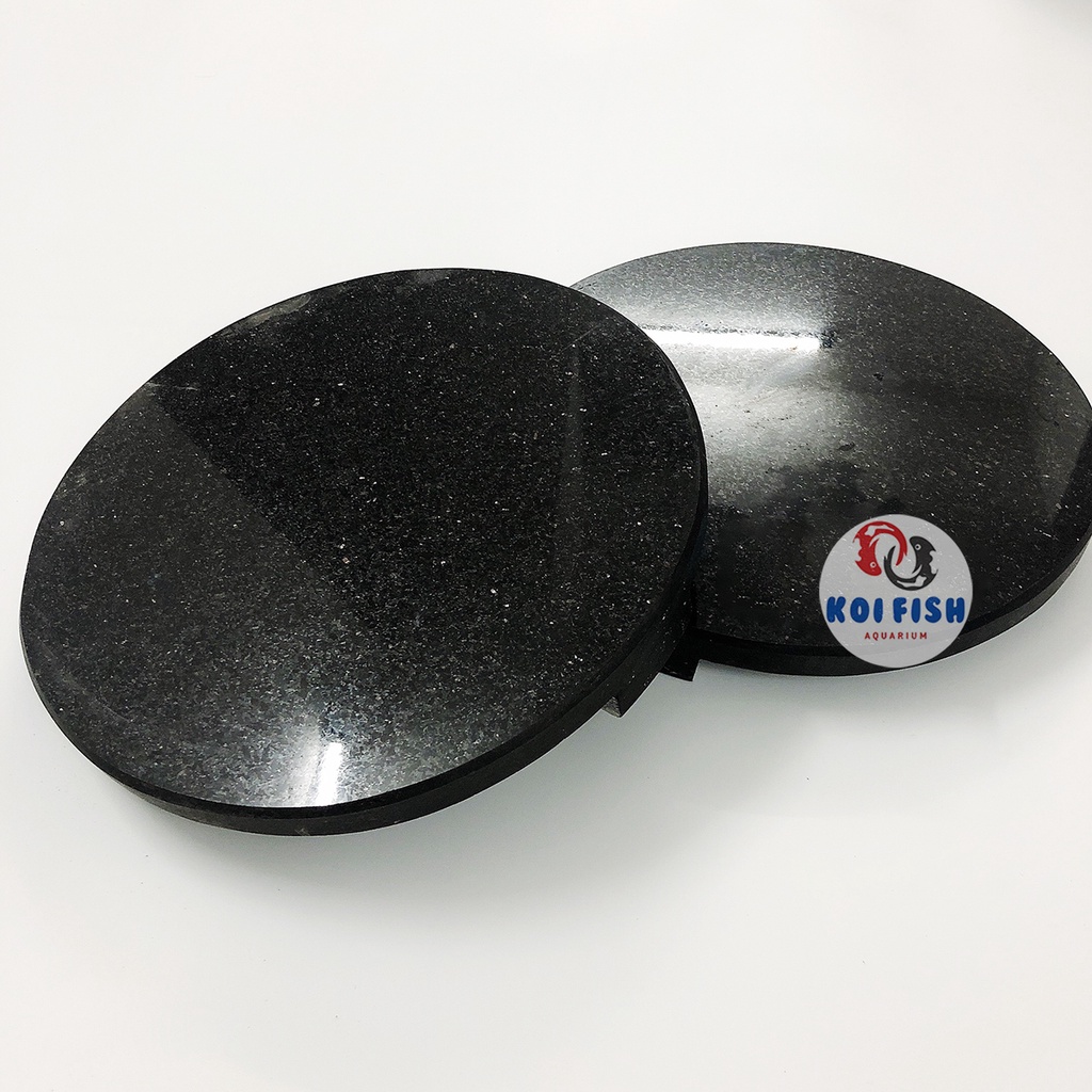 Nắp đậy ống hút đáy hồ cá Koi bằng đá Granite đen, đường kính 30cm