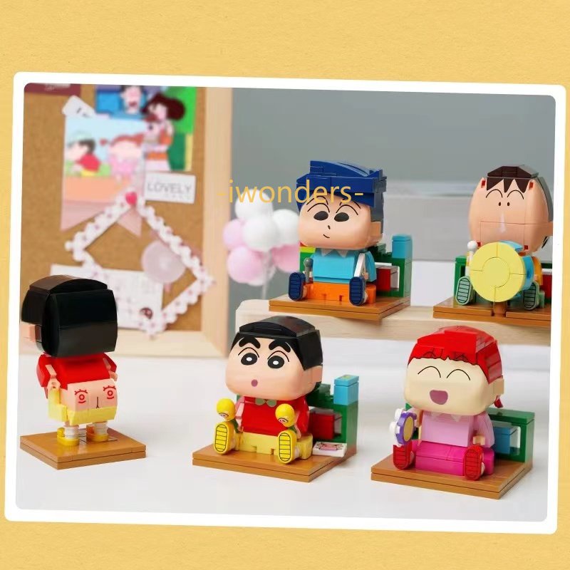 Crayon Shinchan Đi Học Khối Xây Dựng Crayon Shinchan Mua Meatutaba Mẫu Giáo Hoạt Hình Sáng Tạo Tự Làm Đồ Chơi Kids education toys