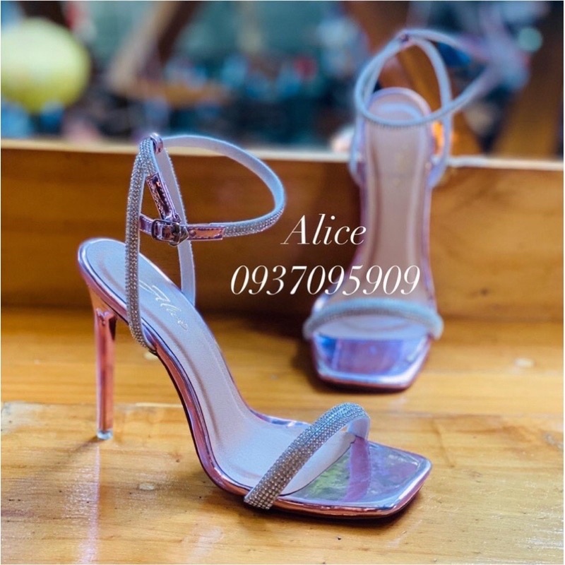 Sandal Cao Gót Dây Xoàn 9P Mũi Vuông, Gót Nhọn- Hàng VNXK Cao Cấp - Full diễn 34-40