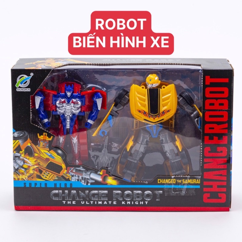 Hộp đồ chơi 2 robot biến hình xe sáng tạo 338-60