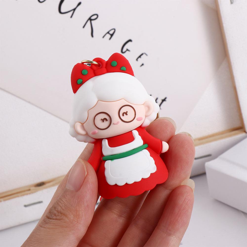 Móc Khóa Bằng Cao Su Hình Búp Bê Giáng Sinh Dễ Thương Trang Trí Điện Thoại