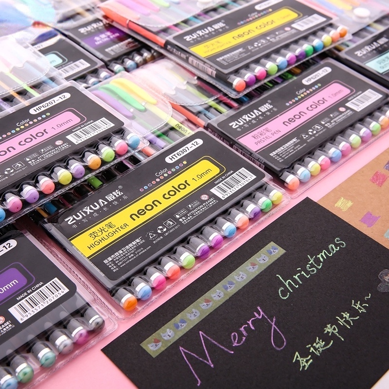 Y&amp;X Bộ 12 bút mực nhiều màu sắc khác nhau đáng yêu đa năng tiện lợi/Bút bi nhiều màu