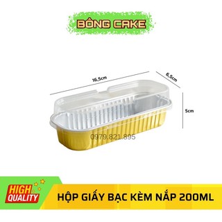 Set 10 hộp nhôm (hộp giấy bạc kèm nắp) đế màu đựng bánh, sushi, đồ nướng 200ml