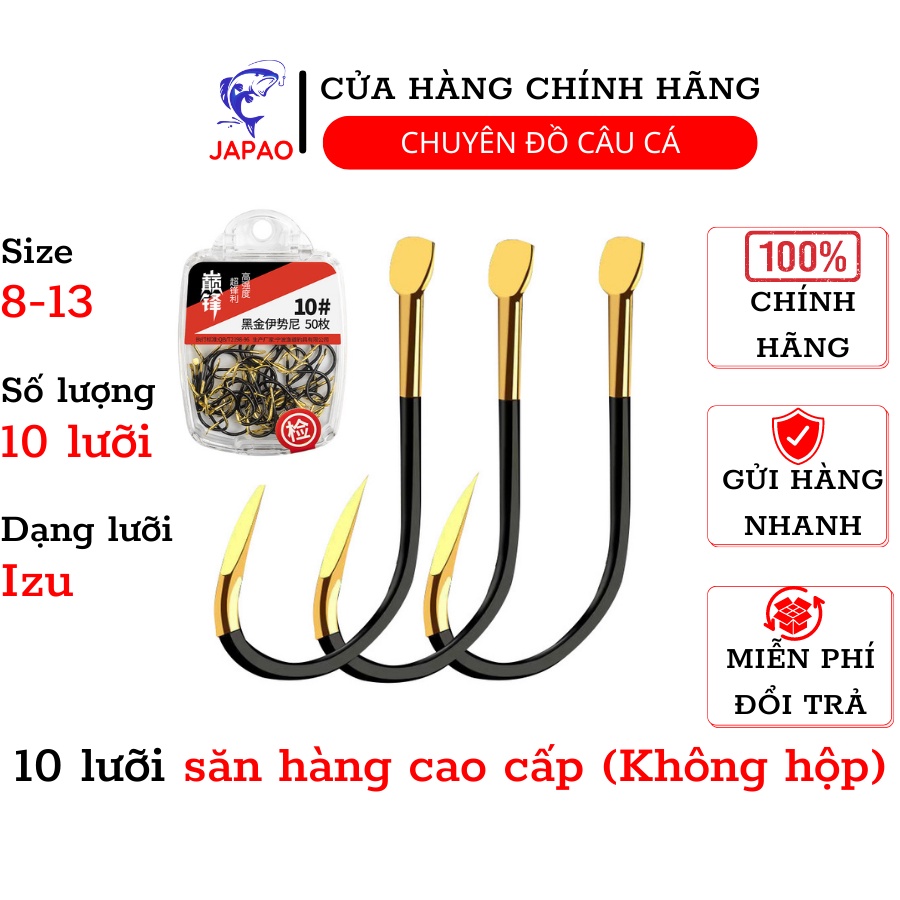 Lưỡi câu cá săn hàng có ngạnh cao cấp Japao lưỡi IZU chất liệu thép siêu cứng săn hàng các loại cá trắm chép tra