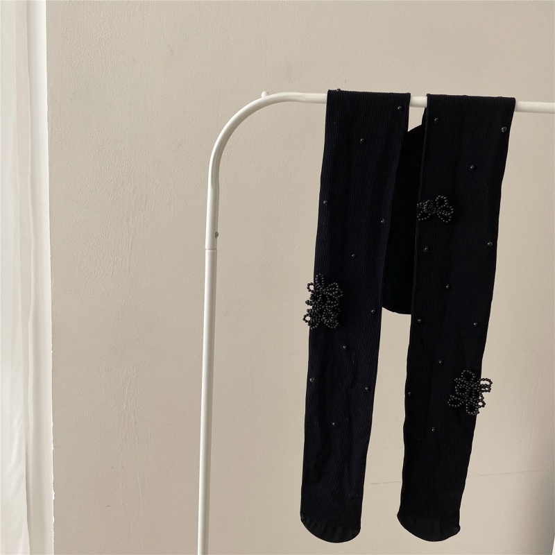 Xiangbao Quần Tất Đính Hạt Ngọc Trai Giả Thắt Nơ Màu Trơn Kiểu Lolita Mùa Thu Cho Nữ