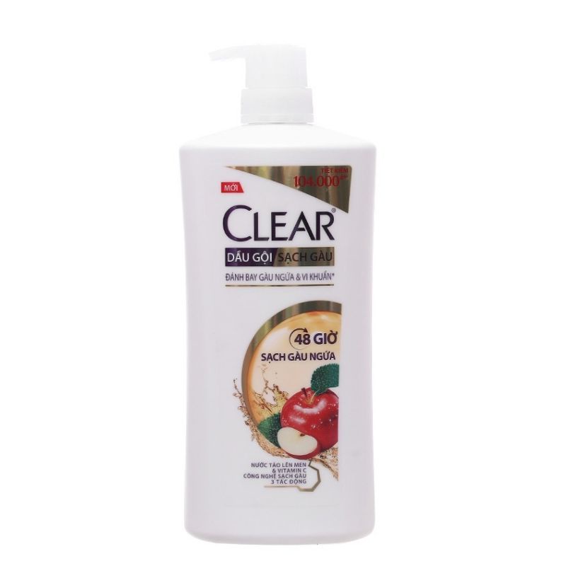 Dầu gội Clear sạch gàu ngứa nước táo lên men & vitamin C 630gr