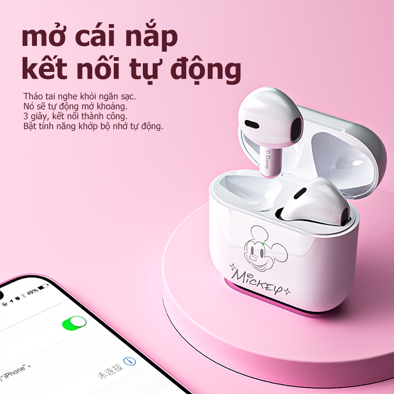 Disney Tai nghe nhét tai bluetooth không dây âm thanh hifi có micro