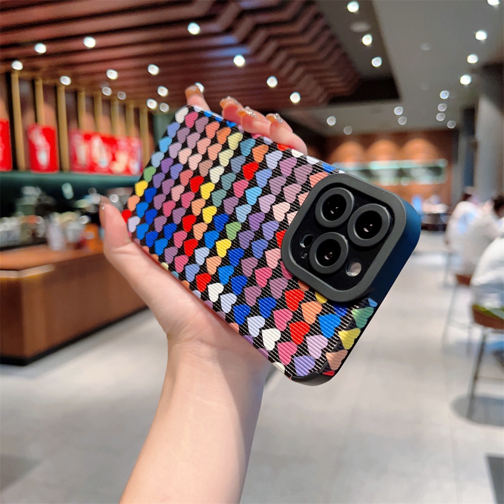 Ốp Điện Thoại Mềm Họa Tiết Trái Tim Nhiều Màu Sắc Cho iPhone 14 13 12 11 Pro Max 14 Plus 7 8 Plus X Xs Max XR