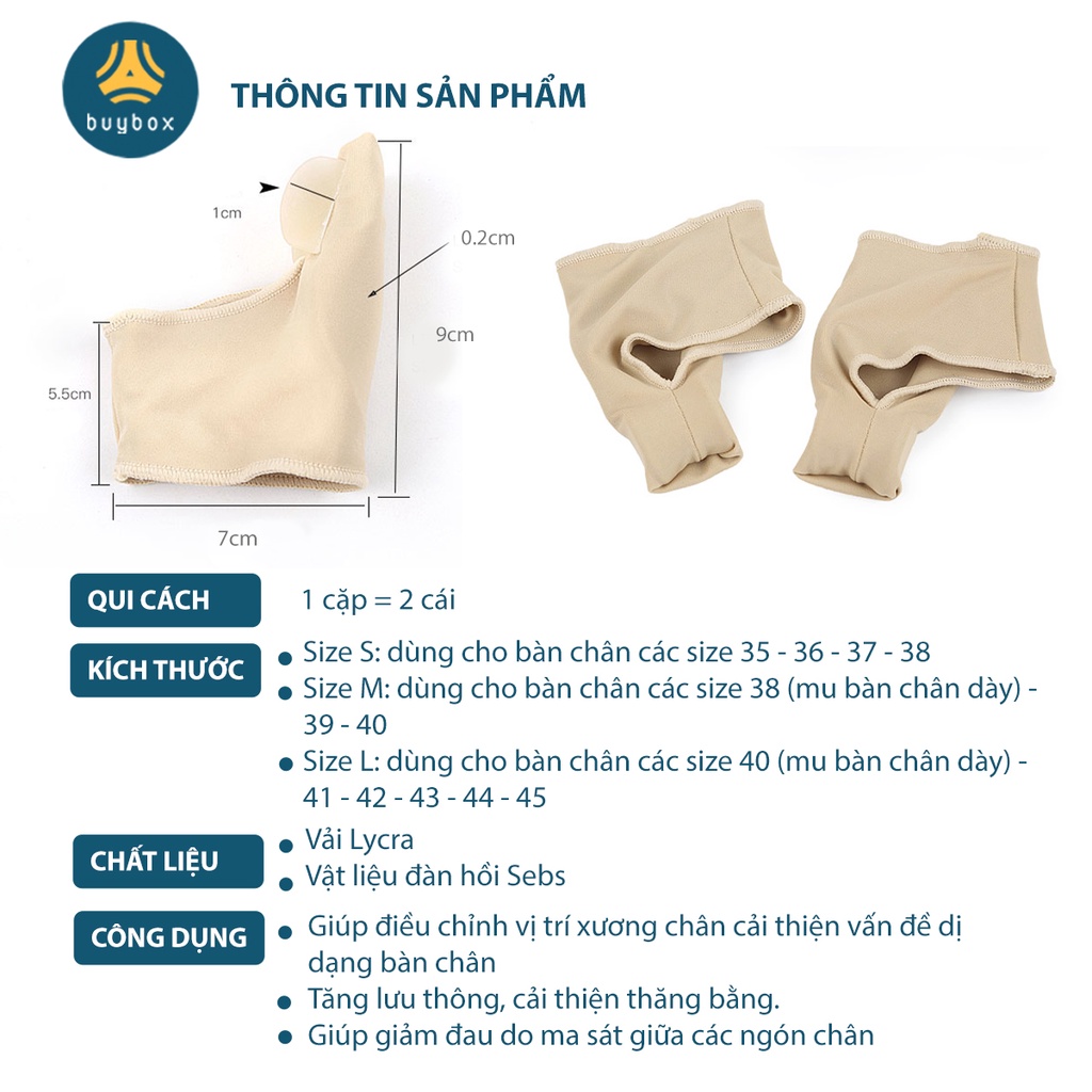 Vớ cotton pha vật liệu đàn hồi SEBS bảo vệ và chỉnh hình tách ngón chân cái bị vẹo Hallux Valgus - Buybox - BBPK278
