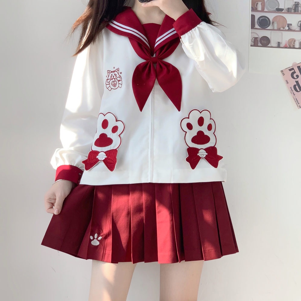 Set váy Series Seifuku đồng phục jk đỏ dễ thương