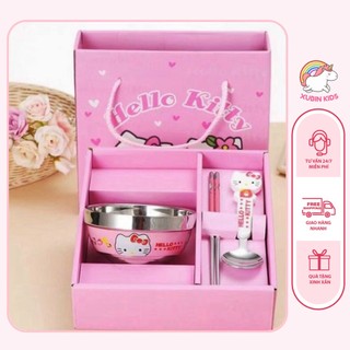 Bộ Bát Inox 2 Lớp Cách nhiệt Hình Đôrêmon,Hello Kitty, Gấu Pooh dễ thương