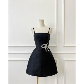 Đầm nữ dây eo đính nơ dành xoè chất tafta sang trọng đi tiệc đi chơi Mụp Store