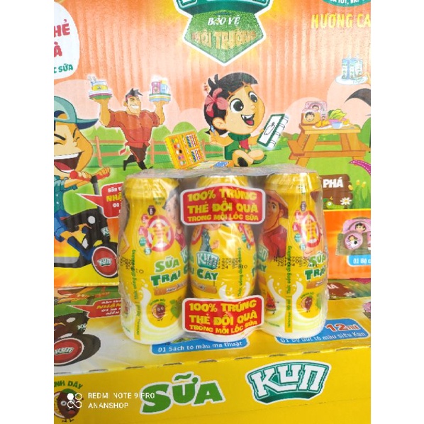 Thùng 48 chai 90ml sữa Kun dâu, nho, cam, trái cây