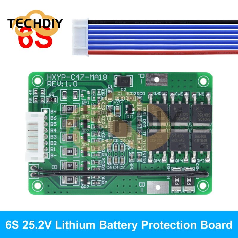 Bảng Mạch Bảo Vệ Pin Lithium 4S / 5S / 6S / 7S BMS 16.8V 21V 20A 18650 Sự Bảo Vệ