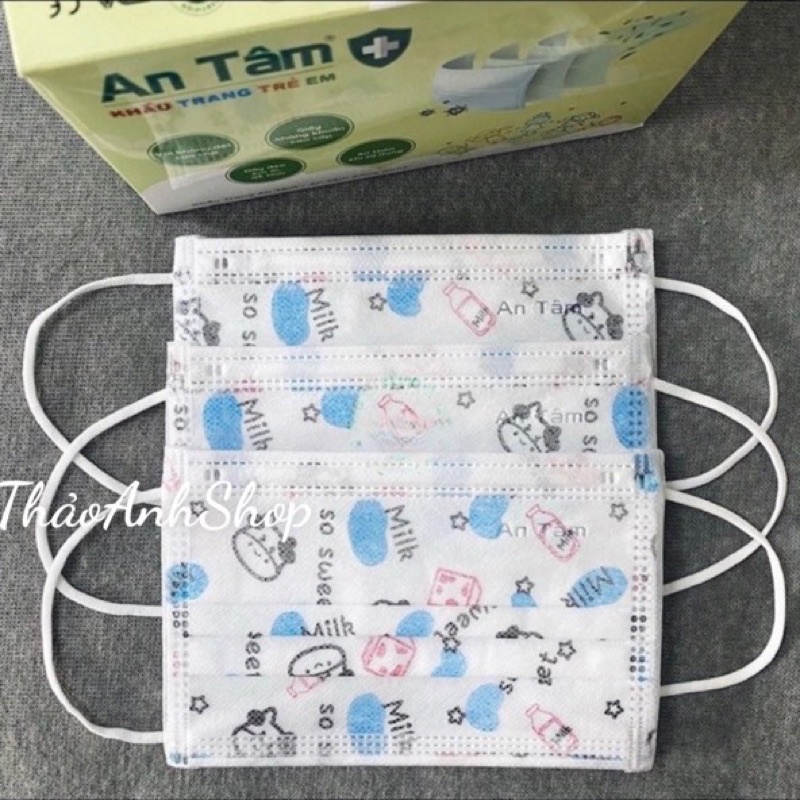Khẩu trang y tế bé An Tâm 3 lớp kháng khuẩn hộp 50 cái mix nhiều hình