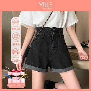 Quần short jean nữ ống rộng cạp cao siêu hack dáng