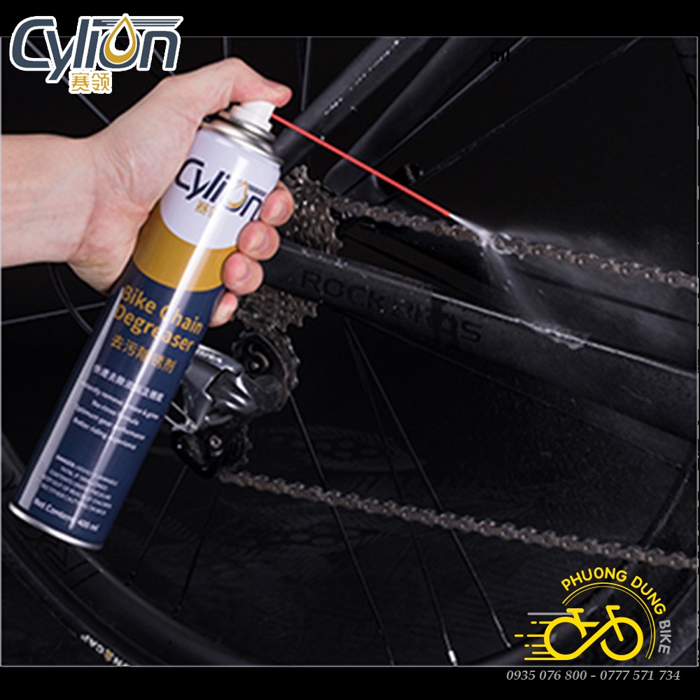 Chai xịt rửa xích líp đĩa xe đạp CYLION Bike Chain Degreaser 400ml - Hàng chính Hãng