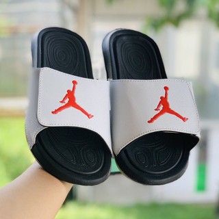 Dép jordan nam nữ quai ngang, dép bóng rổ hydro jd6 đen logo trắng