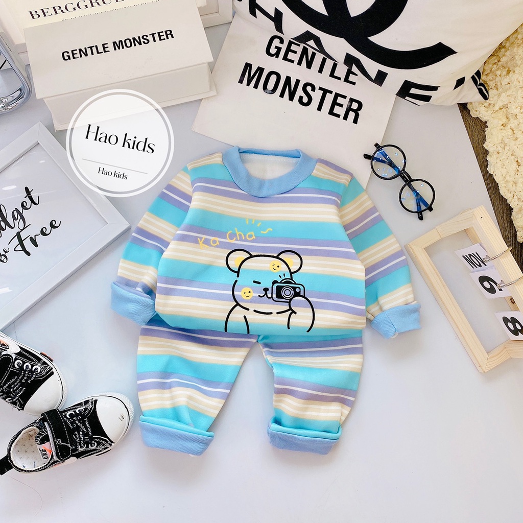 Bộ nỉ cho bé, bộ nỉ bông ấm cho bé in hình hoạ tiết cute,6-16kg