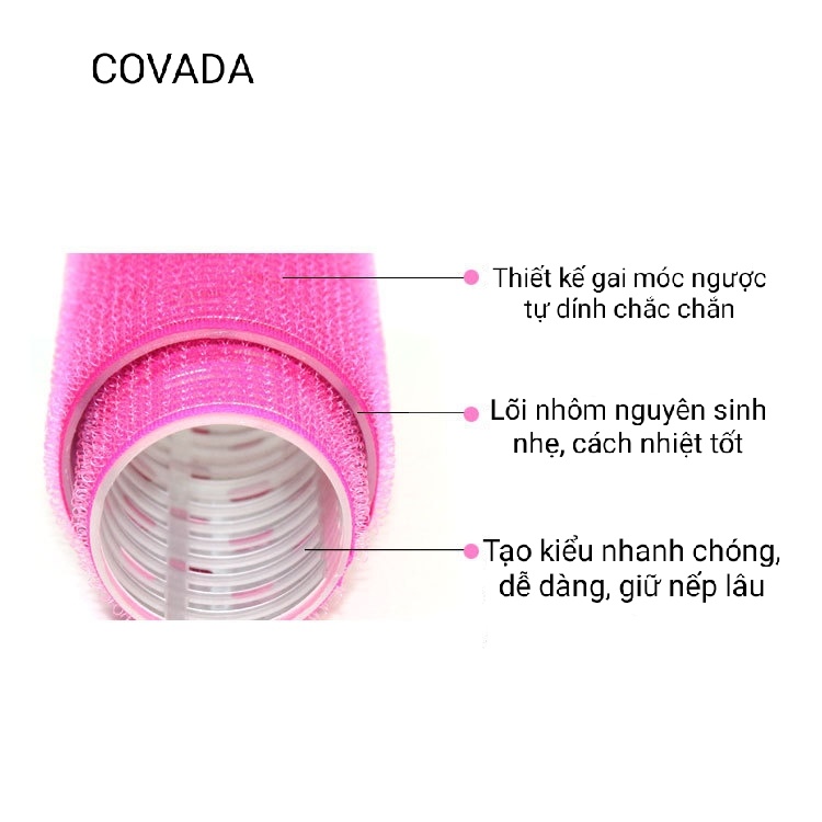 Lô cuốn tóc COVADA lõi nhôm siêu to dài tự dính uốn mái bay mái thưa hotrend cực xinh PK01