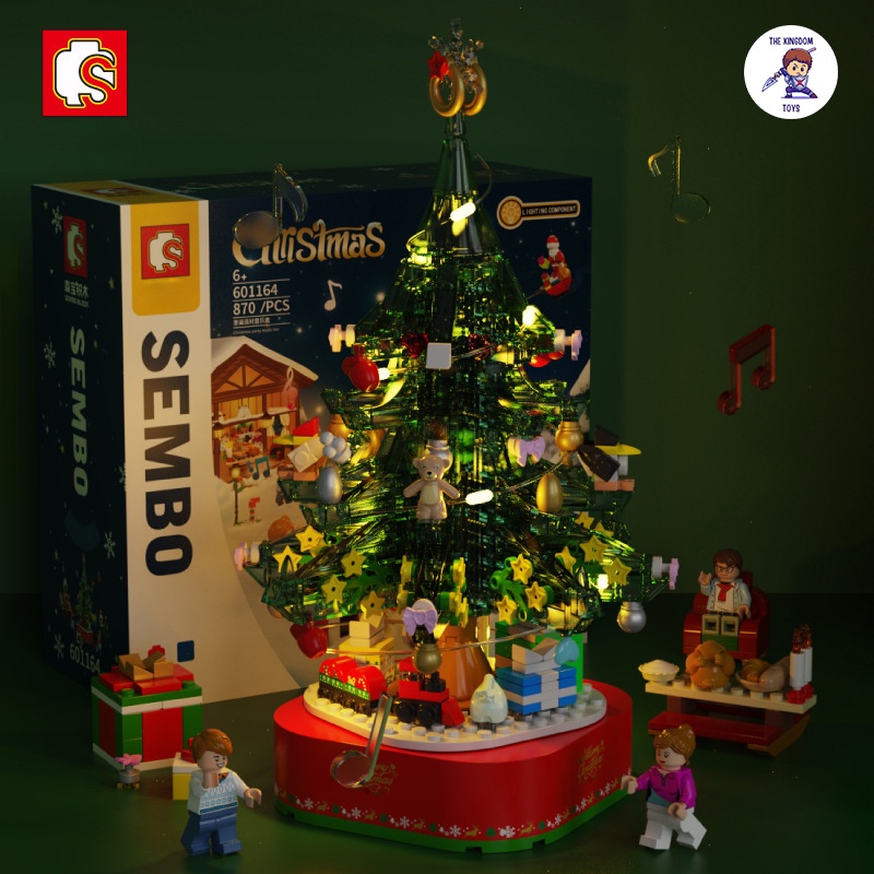 Đồ Chơi Lắp Ráp Noel Mô Hình Cây Thông Giáng Sinh Hộp Nhạc Dây Cót Và Đèn Phát Sáng Merry Christmas 601164