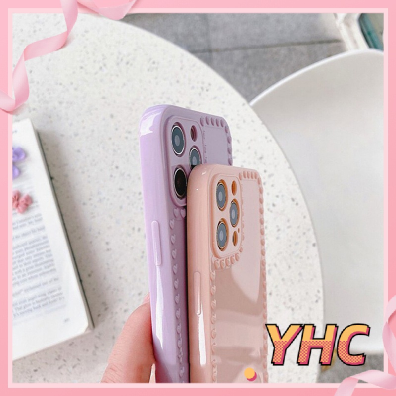 Ốp Điện Thoại Màu Trơn Họa Tiết Trái Tim Cho Iphone 6s 6splus 7 7plus 8 8plus X XS XSMAX 11 12 Pro Max Plus Promax-020