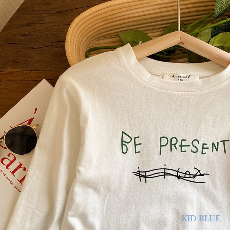 Áo Thun Tay Dài Cổ Tròn In Chữ Thời Trang Xuân Thu Phong Cách Hàn Quốc Cho Nữ