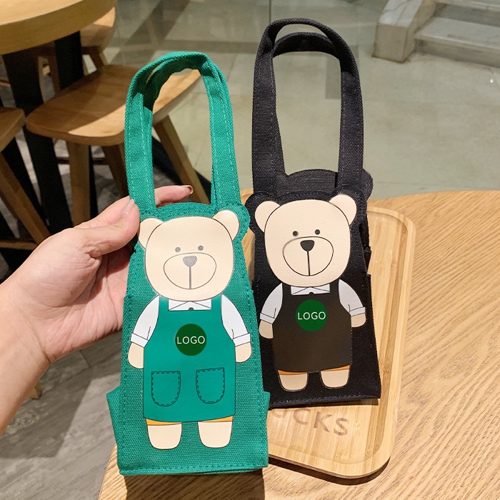 Túi Xách Đựng Cốc Nước Starbucks Di Động Có Nắp Đậy Cốc Có Dây Đeo Màu Trơn ins