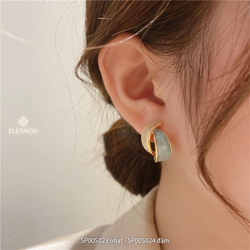 Bông tai nữ hình học ba chiều Eleanor Accessories phối hai màu phụ kiện trang sức độc lạ cá tính