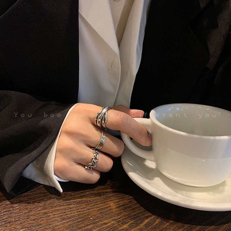 Happy-store ❤️ Bộ Nhẫn Hở Phong Cách Hip Hop Cổ Điển Cho Nữ