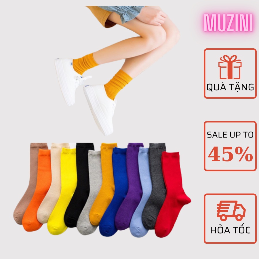 Vớ nhún Muzini cổ cao phong cách Vintage Hàn Quốc nhiều màu sắc cho nữ TN11