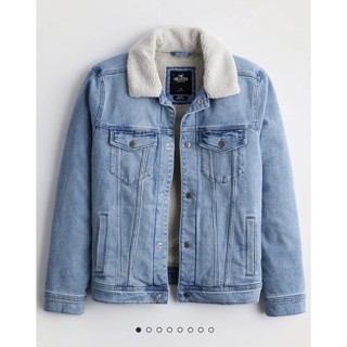Áo khoác bò Hollister Trucker denim chính hãng, có lót lông cừu dày dặn