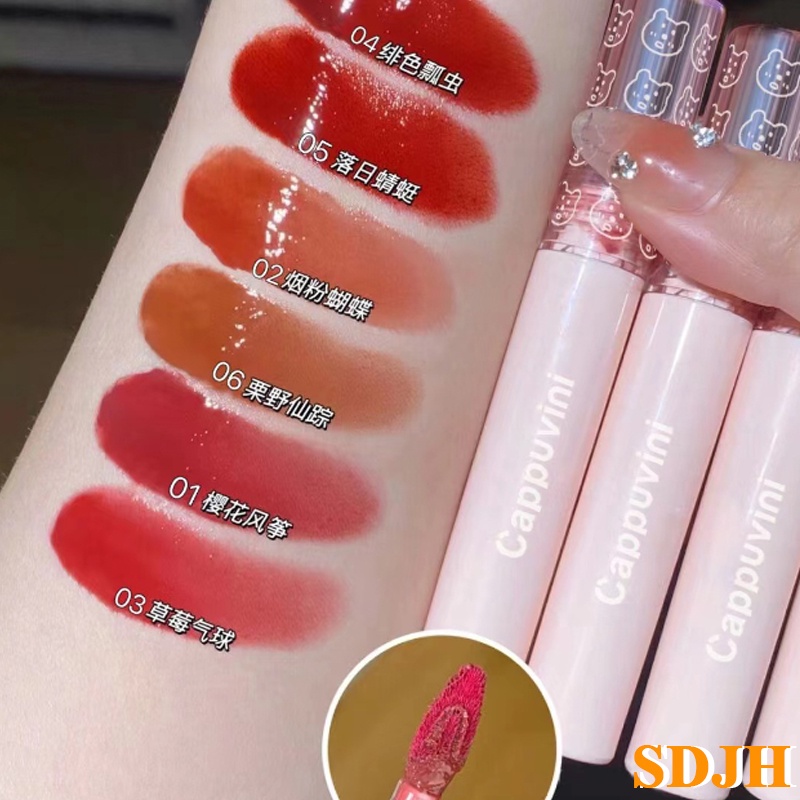 Son kem bóng CAPPUVINI gấu hồng Bubbly Bear Lip Glaze ombre gấu xanh hồng căng bóng mềm mịn