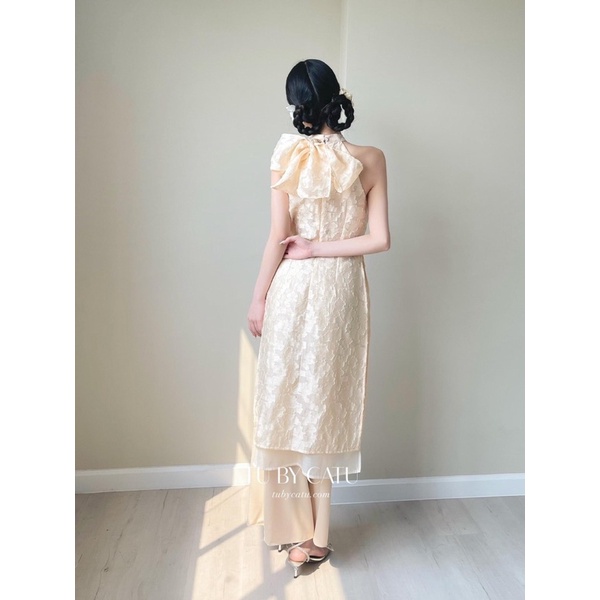 Áo Dài Tết Váy Đầm Tiểu Thư, Đầm Trắng Bèo Tay Hở Lưng Xếp Ly Nữ Tính Phối Bèo Điệu Đà Nữ Tính Cho Phái Nữ.