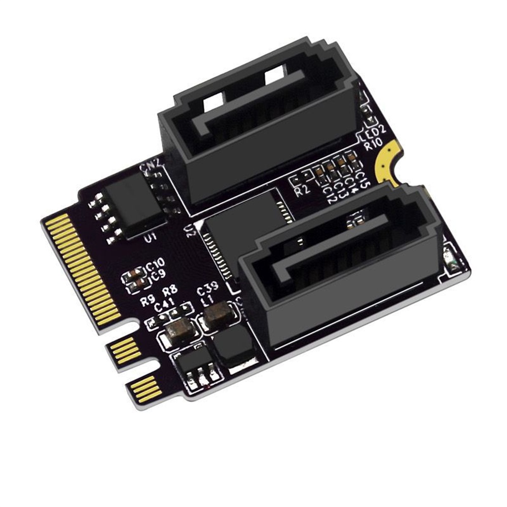 Card Mở Rộng Ổ Cứng M.2 (A + E Key) Sang 2 Cổng SATA 3.0 + Cáp SATA 2x