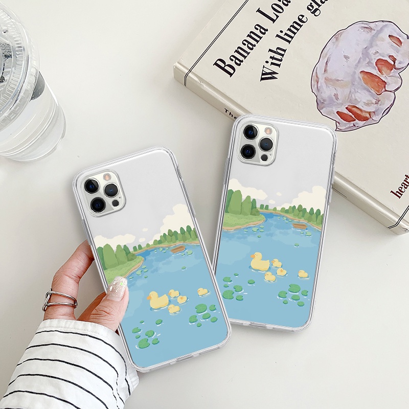 Ốp bảo vệ cam iphone đàn vịt dạo bơi vuông chống sốc 6/6plus/6s/6splus/7/7plus/8/8plus/x/xr/xs/11/12/13/pro/max/plu