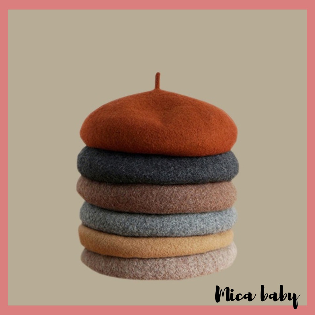 Mũ nồi dạ trơn chất liệu cao cấp cho bé từ 4-12 tuổi MN62 Mica baby