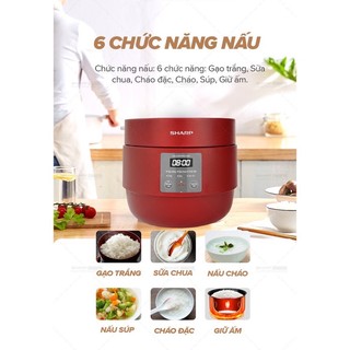 [HÀNG CHÍNH HÃNG] Nồi Cơm Điện Tử Sharp KS-COM100DV-RD (Màu Đỏ, Trắng) 1 Lít 600W [Hẹn giờ, 6 chế độ nấu]