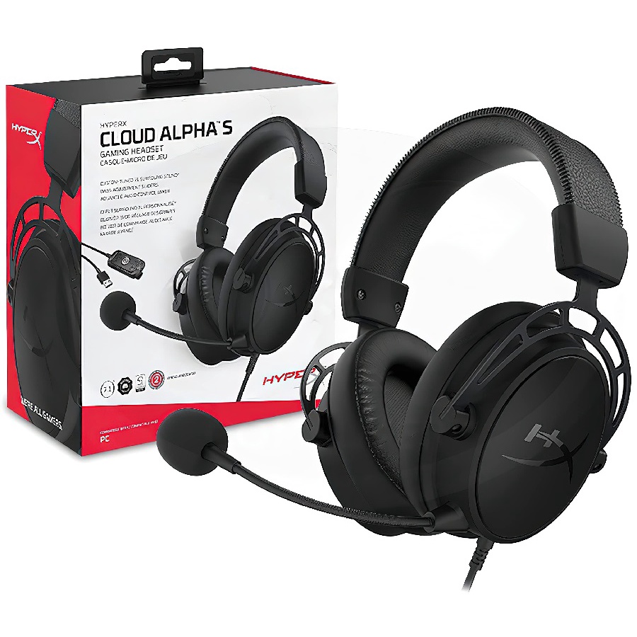 Tai nghe HyperX Cloud Alpha S Black/Blue Gaming, Âm thanh vòm 7.1  - Bảo hành 24 tháng, đổi mới 100%