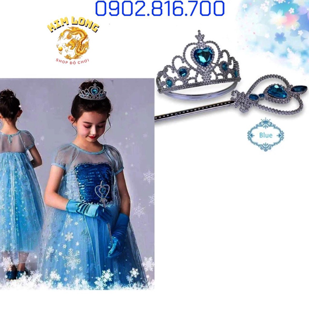 Set 4 phụ kiện vương miện cài tóc cây phép thuật găng tay công chúa Elsa nữ hoàng băng giá Frozen cho bé gái