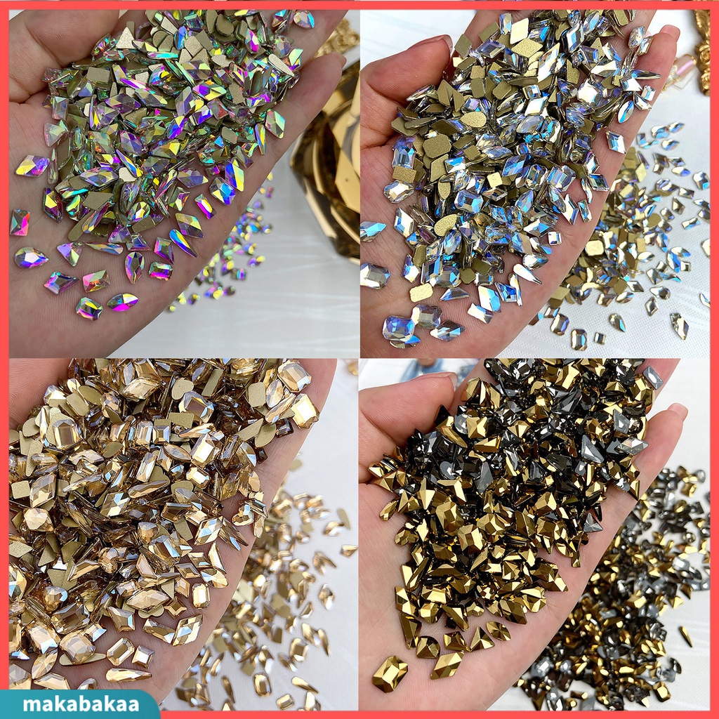 Túi 50 hạt đá quý nhân tạo hình học 3D lấp lánh trang trí móng tay